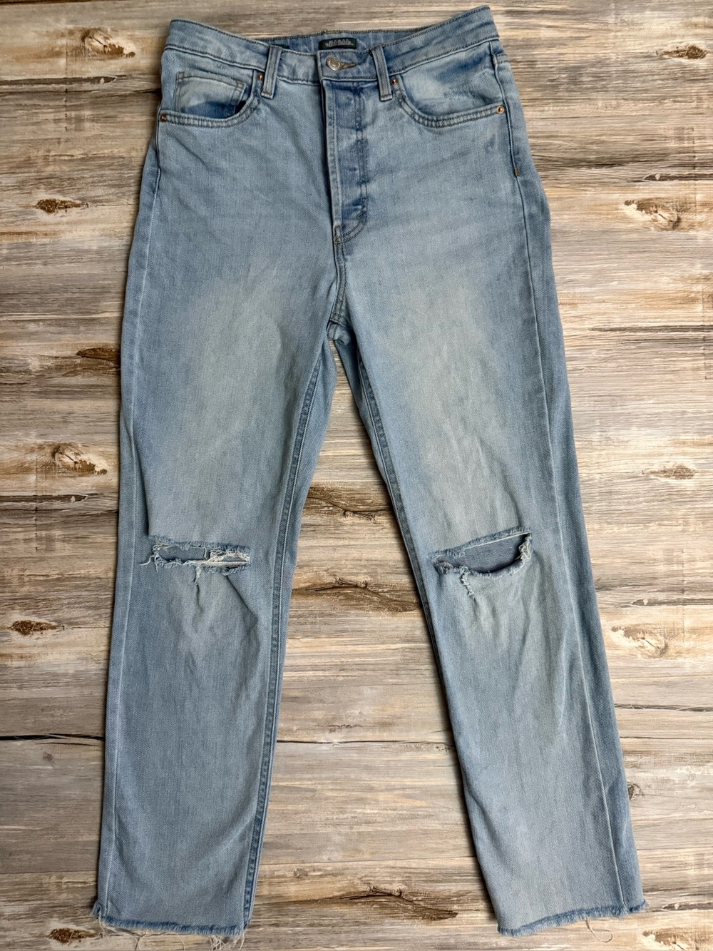 Wild Fable Jeans Womenβs 4 High Rise Ankle Crop Slim Straight Light Blue